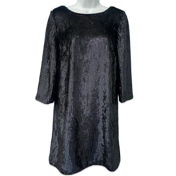 J. Crew Navy Blue Long Sleeve Sequin Tie Back Mini Dress size 2 NEW Tags Party - Picture 12 of 13